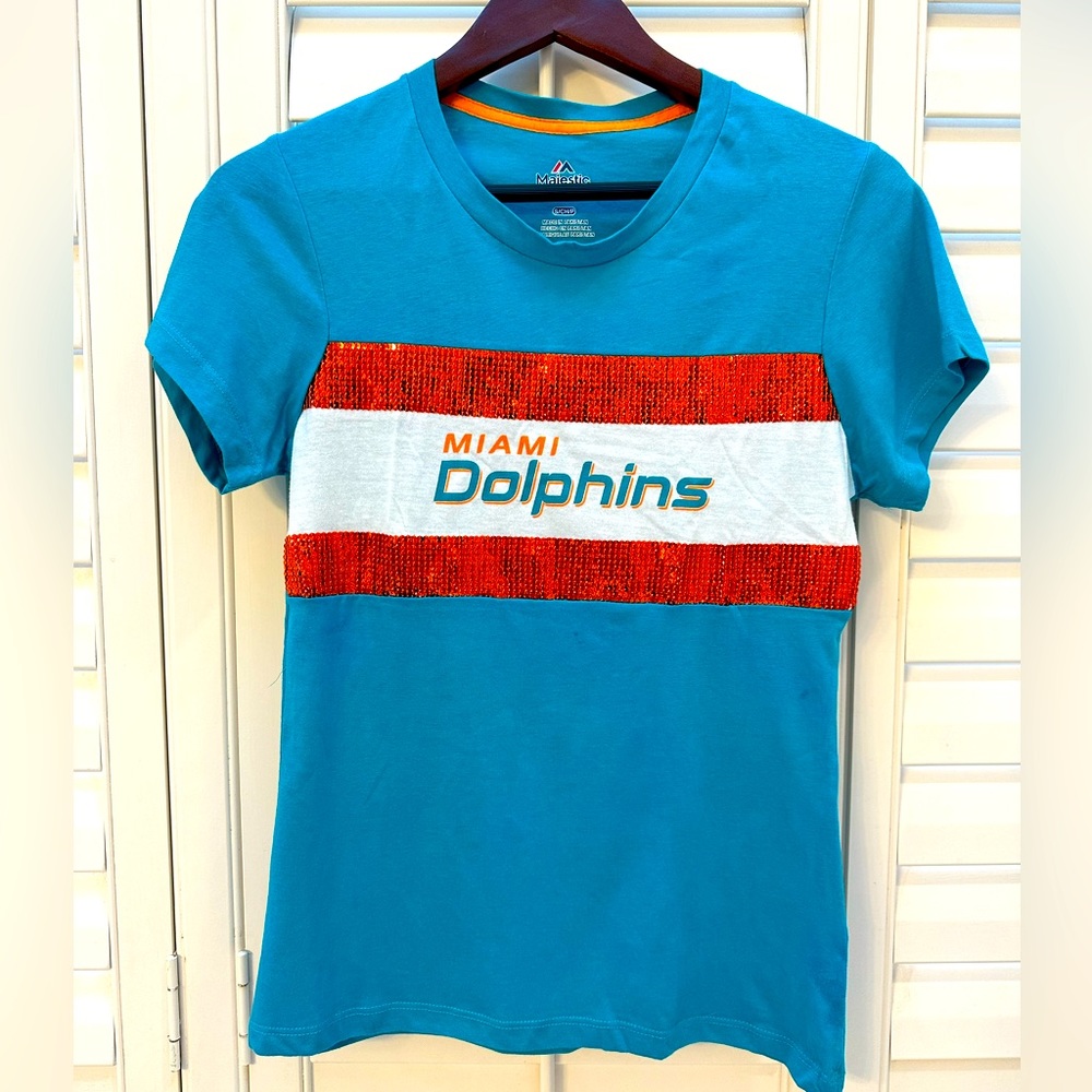 Miami Dolphins NEW w/o tags Bling Sequin Short Sleeve NFL GameDay Party wear